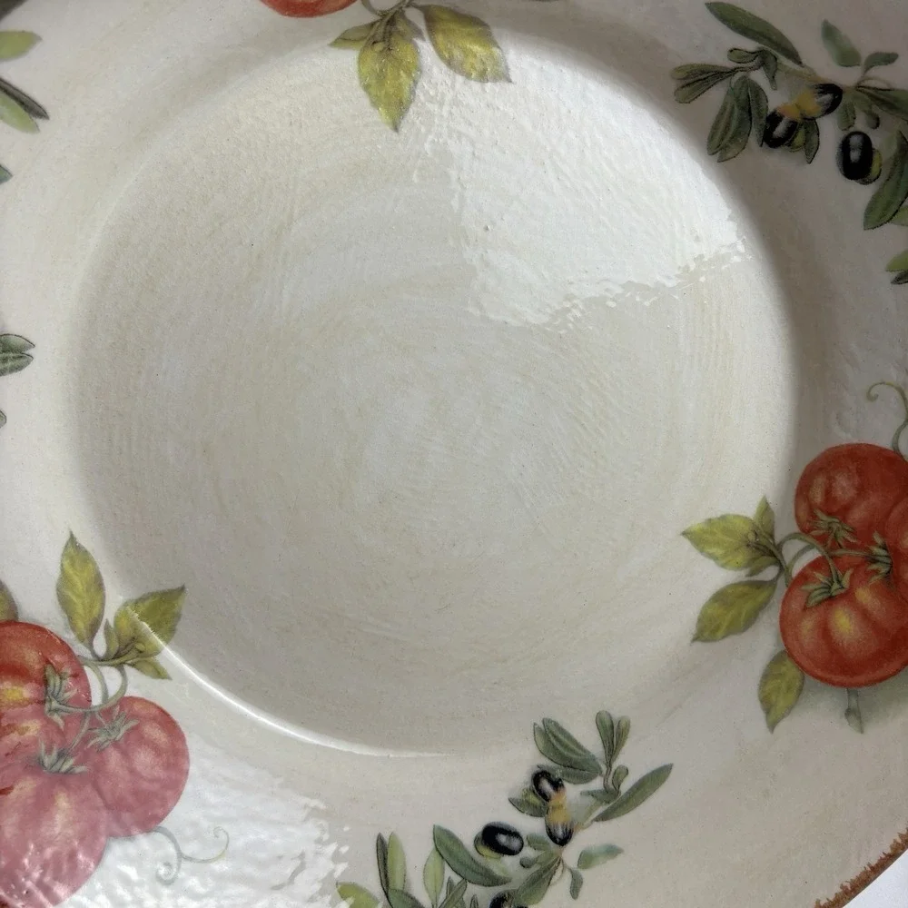 Tiffani Boutique Vintage Ceramic Serving Bowl 14.5in Hand Painted Italy Tomato